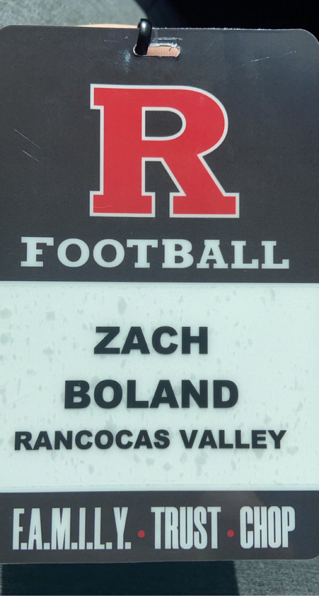 _zach_boland's tweet photo. Thank you @RFootball , @TFSilvernail , @GregSchiano and the rest of the Rutgers Coaching and Recruitment staff for letting me come by today! @RVRHSFootball @CoachLucas74 #ForksUp #chop https://t.co/PnFzbnPszq