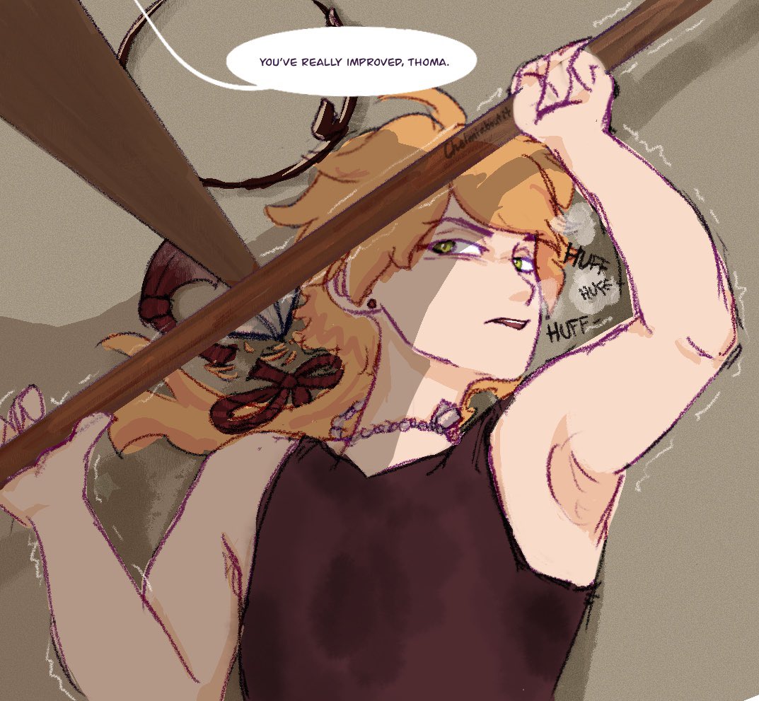 ChelmiAboutIt's tweet photo. golly, I wonder who taught #thoma how to use polearms? #GenshinImpact https://t.co/6WpDFYCt7o