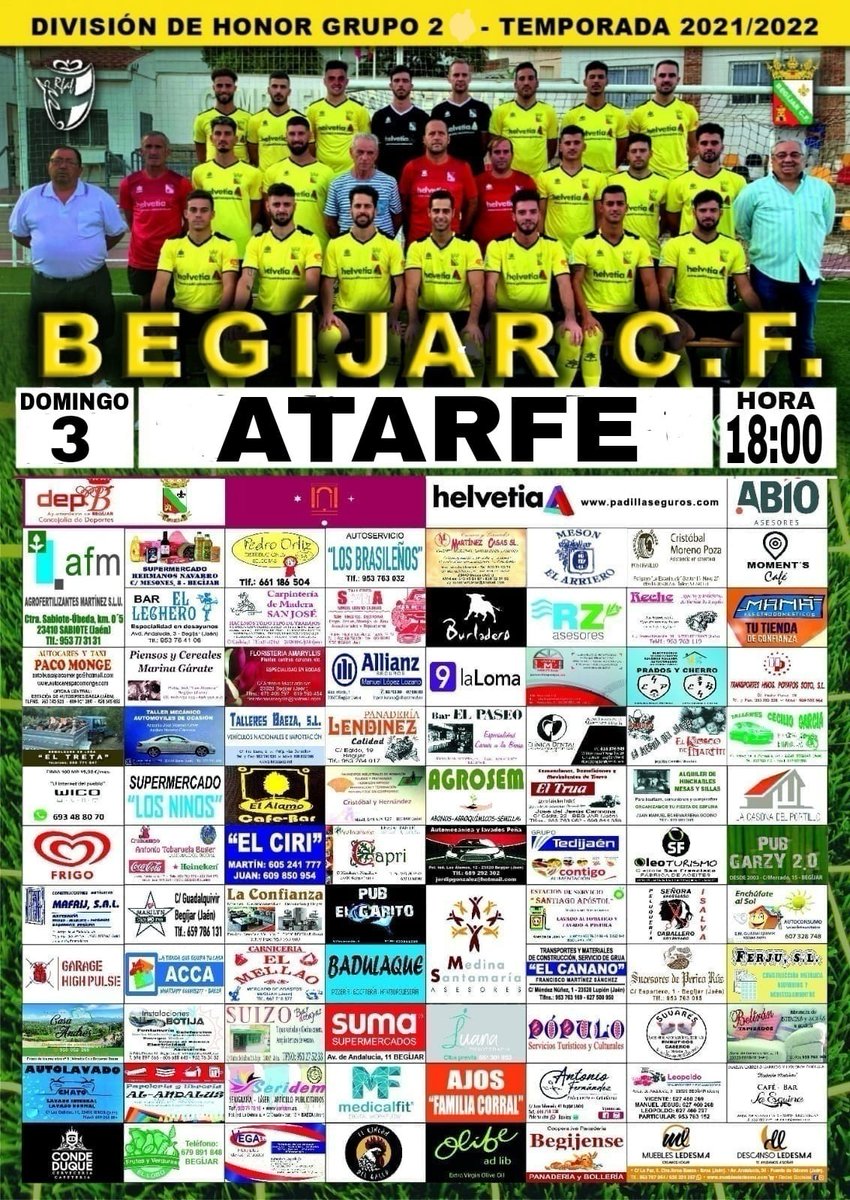 Begijar_CF_1975's tweet photo. ⚽️MAÑANA JUGAMOS 🟡⚫

🏆#DHG2 

⏰18:00 h.

@Begijar_CF_1975 - @AtarfeIndCF

TODOS JUNTOS‼️

A POR LA VICTORIA ✌ 

Rifa de un excelente jamón por sólo 1 €

💛🖤💛🖤

#BegijarEsDeHonor 

#JuntosSomosMasFuertes https://t.co/0blKGkgxwz