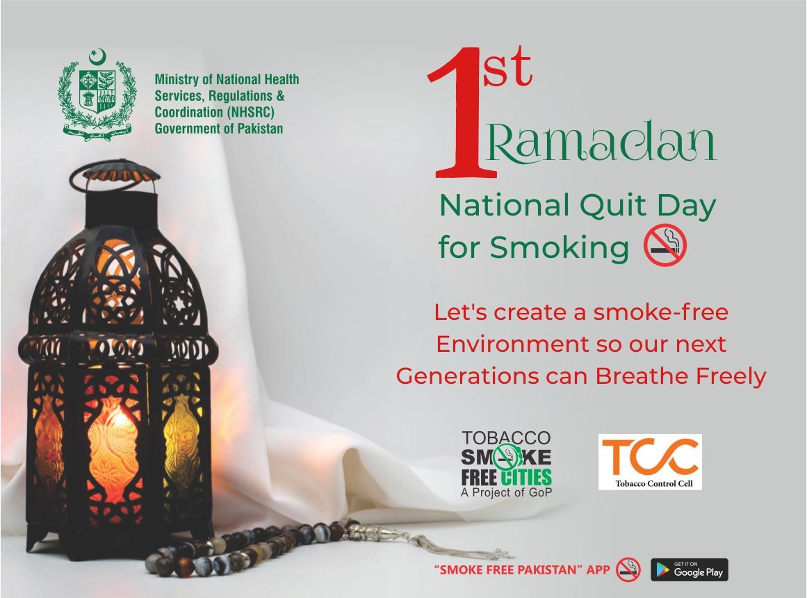 First Ramadan National Quit Day for Smoking #RamadanKareem #nhsrcofficial #WHO #hecpkofficial #anfpak #PRC_official #FCTCofficial #CommittoQuit #smokefreepakistan #ICTA_GoP #Commissionerkhi #dcislamabad #DCLahore #DCFaisalabad #Dcsialkot1 #DCGRW
