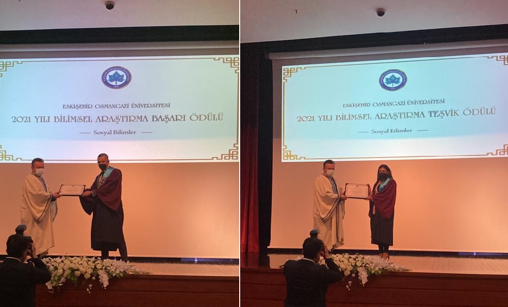 Eskişehir Osmangazi Üniversitesi tarafından gerçekleştirilen 2021 yılı ödül töreninde ben Sosyal Bilimler alanında Bilimsel Araştırma Başarı Ödülüne, eşim Gamze Öz Yalaman’ da Sosyal Bilimler alanında Bilimsel Araştırma Teşvik Ödülüne layık görüldü. Mutluluk verici.