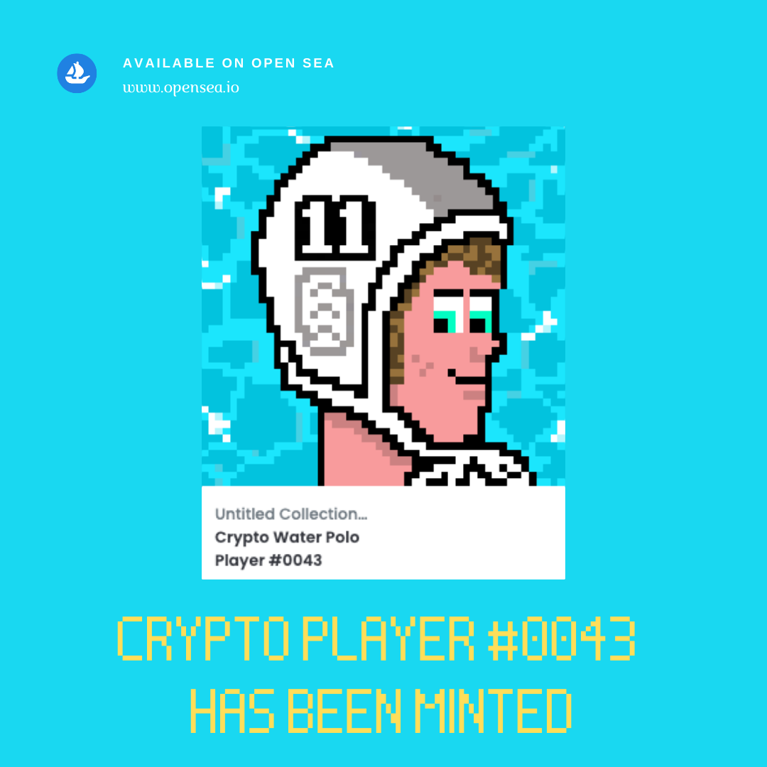 pixel_polo's tweet photo. Crypto Water Polo Player #0043 has been minted. #cryptoplayer #waterpolo #CryptoNews #NFT #NFTs #nftcollectors #nftcollectibles #nftart #waterpolopixel https://t.co/AiddYNqKCg