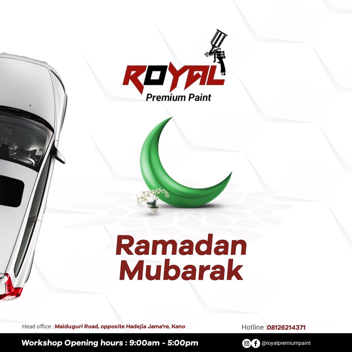 PremiumPaints's tweet photo. Ramadan Mubarak to All Muslims out there.May Allah swt accept our ibadah Ameen. @dawisu @CartechDealerng @_hafsat_paki @fix_check @sayeedTofaa https://t.co/fYlEG7X9tw
