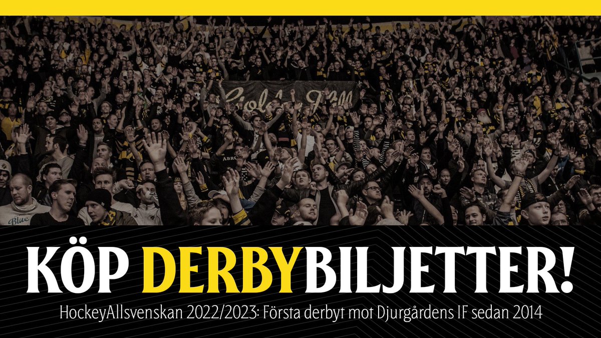 För första gången sedan 2014 kommer herrlaget att spela derbyn mot Djurgården. Säkra dina biljetter till det första hemmaderbyt redan nu 🙌 
Priserna är rabatterade och biljetterna begränsade! 
👉 biljetter.aikhockey.se/aikdjurgardend…