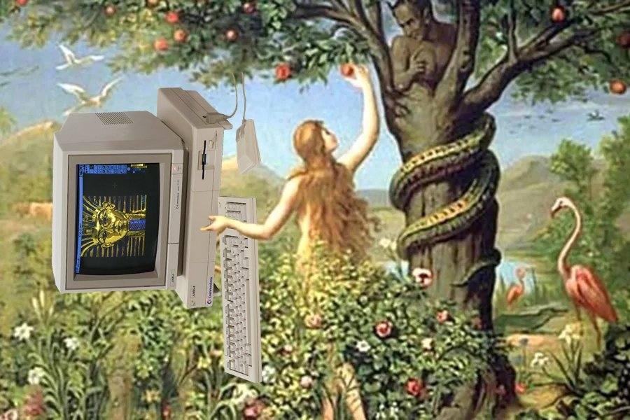 KernelKickstart's tweet photo. @AmigaL0ve Reminds me of something of biblical proportions.... betraying the Supreme on for a fruit. Sacrilege!  🤣😂🤣 https://t.co/QkpQaCfWoB