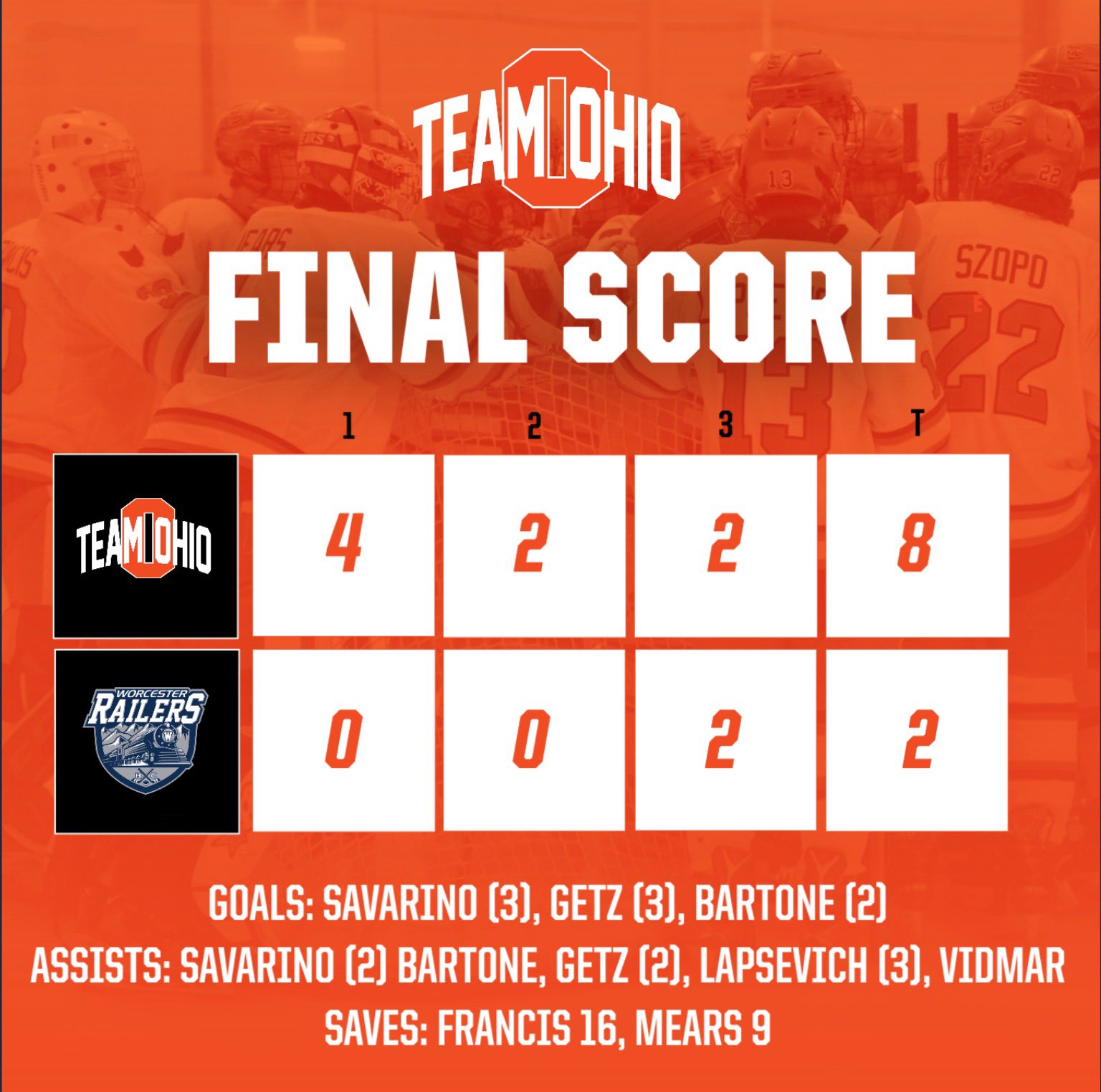 Team Ohio Hockey on Twitter "Here is the official scorecards from last
