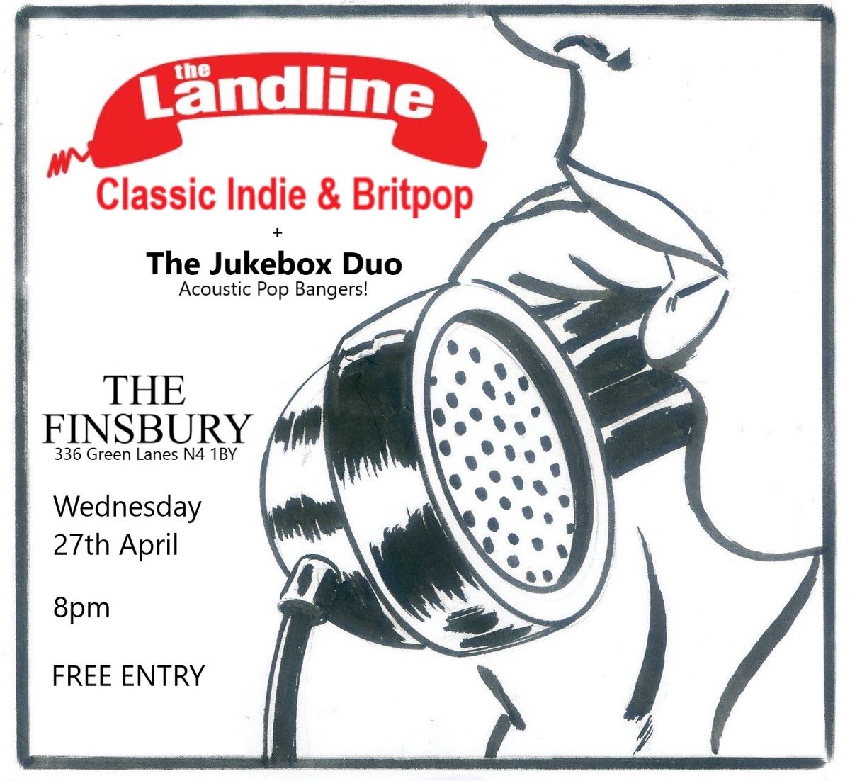 TheLandlineband's tweet photo. #britpop #midweekgig A Free gig on a Wednesday night. Why not? @TheFinPub https://t.co/SmbywMKKnU