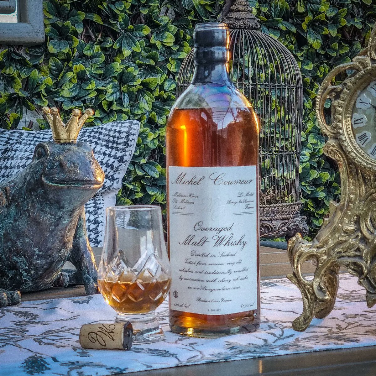 IrishVault's tweet photo. Bought in Frankfurt, distilled in Scotland, aged and bottled in France. Michel Couvreur Overaged whisky. Bottled in Burgundy it has a cork with wax seal. It's a cloudy whisky  but what a taste. It's bursting with melted toffee and that sherry oak barrel comes through at the end. https://t.co/FGVfIuIzbi