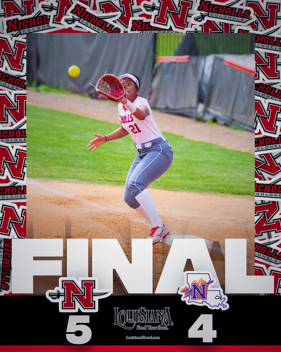 nicholls_sb's tweet photo. HOW BOUT DAT!! 

Rookies come up big in the finale. Paris Lehman with the win, Sadie Wells with two hits and Mckenzie Champaign had two hits and the game-clinching catch in right field. https://t.co/QIP0FIsRbn