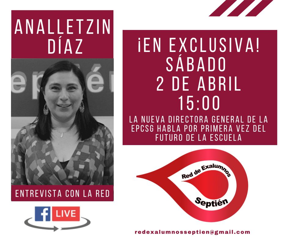 RedSeptien's tweet photo. Hoy a las 15:00 entrevista con Analletzin Díaz Alcalá, directora de la @CarlosSeptienG y @_agdiz
#redseptién #orgulloseptién https://t.co/AtoH1cH367