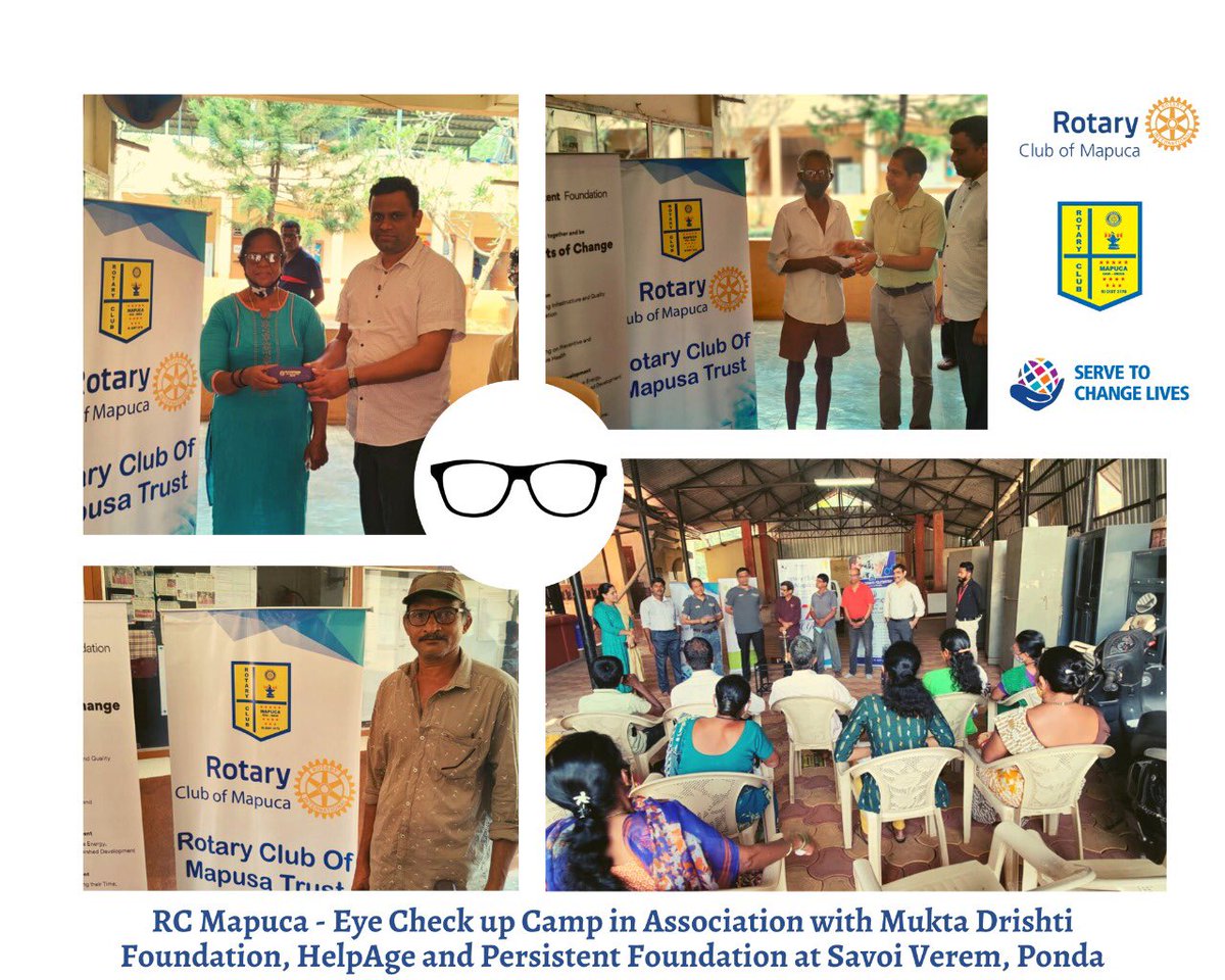 rcmapuca's tweet photo. Life is a boomerang. What you give, you get. π₯
On Sun 13th Mar'22, our club organised an eye check-up cum cataract detection camp at Savoi verem, Ponda in association with Mukta Drishti Foundation, HelpAge India and CSR partner Persistent Foundation. π©
#rotarymapuca https://t.co/QdJP4SYBzm