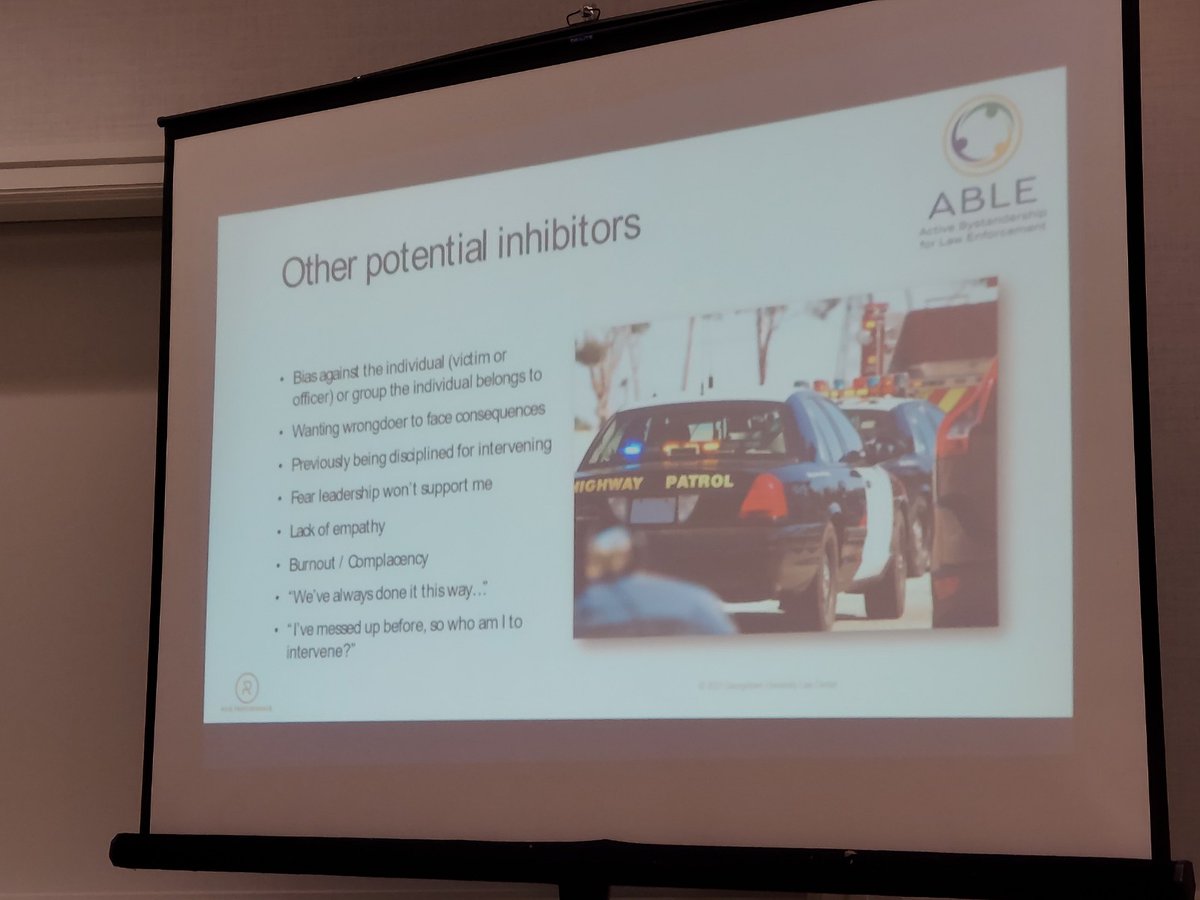 sociablecity's tweet photo. What are the top #inhibitors for #ActiveIntervention? #FearofRetaliation, #FearofDiscipline, #NotmyJob, #DiffusionofResponsibility (“someone else will do it”). Gregory Hanna Jr. #ABLE training at #RHIsummit22 @GeorgetownABLE @CICSGeorgetown https://t.co/RYMSJBpcWY