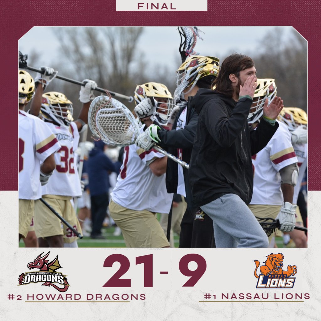 howardccdragons's tweet photo. MLAX: The Dragons have made history as they have defeated the #1 ranked @lionsncc 21-9 in a stunning upset. https://t.co/3z6g9nmQWp