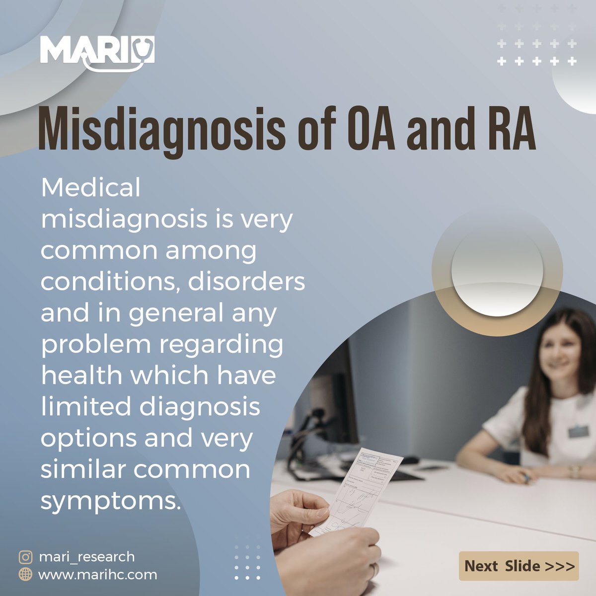 mari_research's tweet photo. As a chronic disease, Rheumatoid arthritis is a condition which makes the joints swell, painful and stiff, usually affecting feet, wrists, and hands. Diagnosis of RA or Rheumatoid arthritis can be very challenging especially in its earlier stages.#lifestyle #MARI #diagnosis #RA https://t.co/gHtjf22TDE