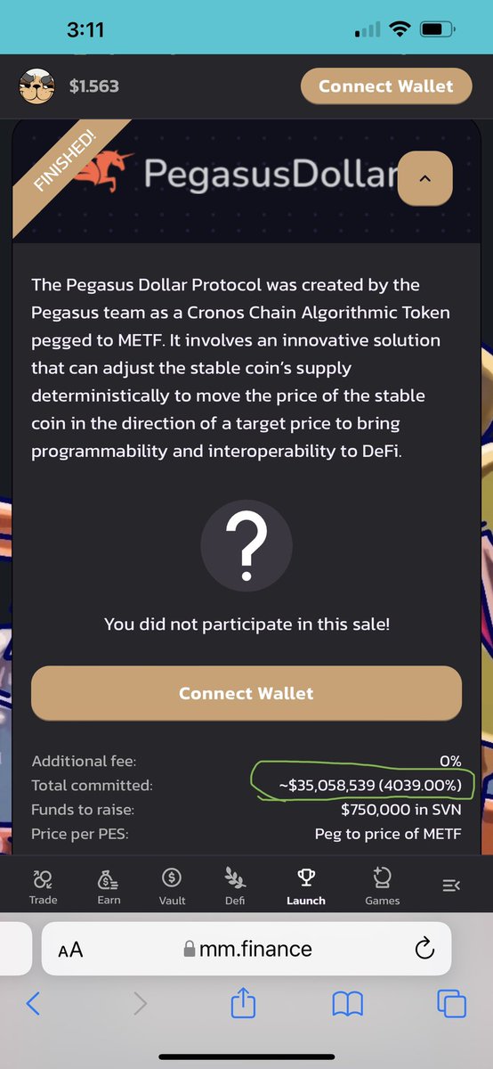 KatsuDonSan_MMF's tweet photo. Successful Launchpad of $PES by @MMFcrypto ! 4000+% oversubscribed. We achieved $375/$399m 24H Cronos Volume. 11/12 top pairs on @dexscreener ! Users are flocking to us. https://t.co/09SEqj0vII #MMFinance #MadMeerkat #Cronos #CronosChain $MMF $MMO $SVN $MSHARE $METF $MAD $CRO https://t.co/tUM7Gsd9AR