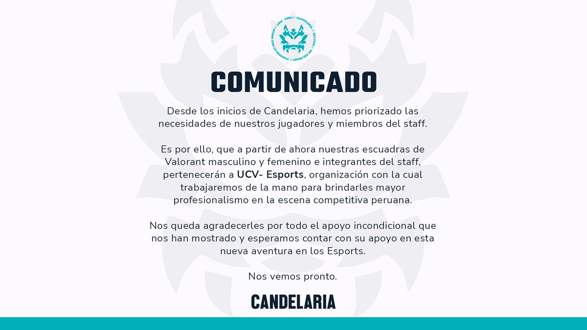 candelaria_team's tweet photo. ¡ COMUNICADO OFICIAL! 📜

Ahora formáremos parte de @ucvesports  . Esperamos su apoyo en esta nueva etapa! 🧡💙

No es más que un hasta luego! 

#alwayscandelaria #candelaria #comunicado https://t.co/hkXOiTJscw