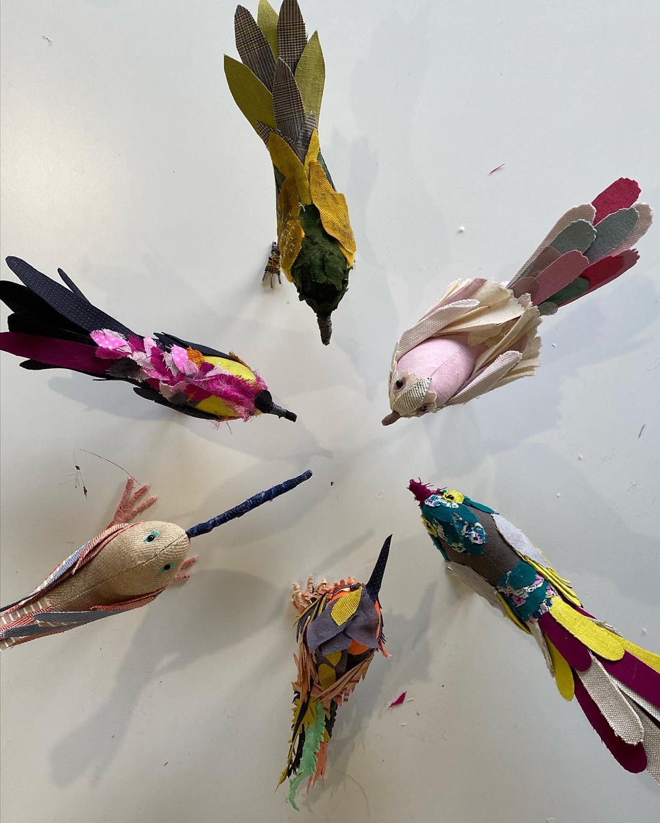 RMSTextiles's tweet photo. It’s the start of the holidays and time for the teachers to learn new skills, Miss Reidie and Mrs Coffey had a wonderful time with the amazing Abigail Brown creating Textile birds @RMSforGirls #textiles #birds #stitch https://t.co/NBvaIfqVB1