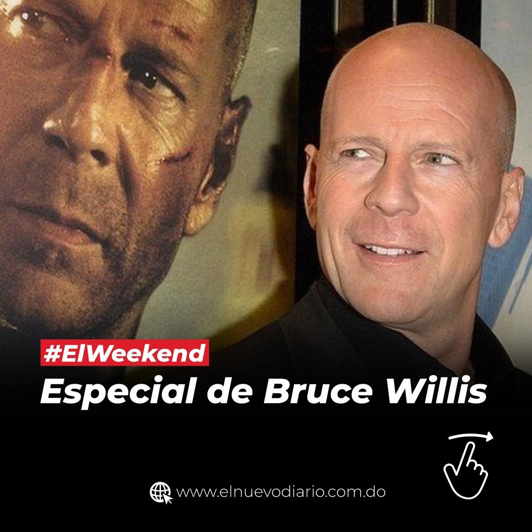 elnuevodiariord's tweet photo. Este sábado viene lo bueno. 

Disfruta de una maratón con lo mejor de Bruce Willis. 
15 películas para despedir a lo grande al icono del cine de acción. 

#ElnuevodiarioRD #ElWeekend https://t.co/FMkBzzPWF3