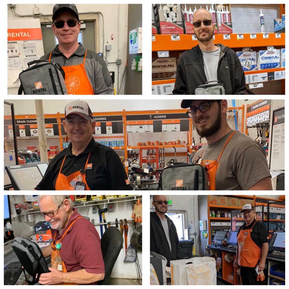 Just a few pictures from our Tool Rental department. Enjoying their lunch bags with some Popeyes sandwiches. Thank you all for everything you do daily. Thank you Jason and Gina for showing some love to our associates!!! ⁦<a href="/ChrisDurand_HD/">Chris Durand</a>⁩ ⁦<a href="/EwenATrotter/">Ewen Trotter</a>⁩ ⁦