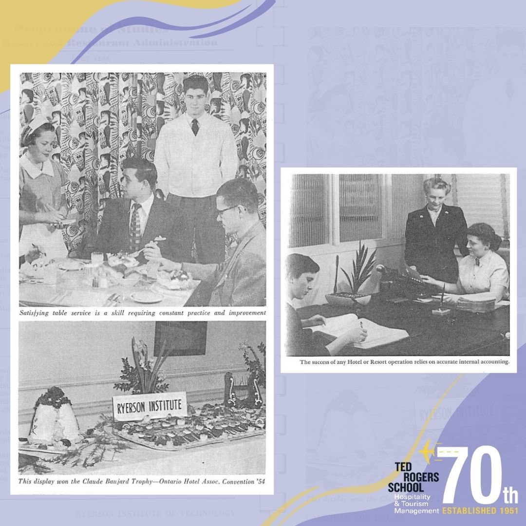 THEMTorontoMet's tweet photo. We are looking back through #HTMRyerson’s 70 year history starting in 1952, when it was known as the Hotel, Resort and Restaurant Administration Program. #HTMCelebrates70 #the50s https://t.co/uRljN3zJ3o