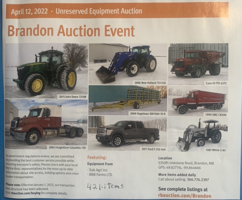 Check out the great equipment line up at this Ritchie Bros. Auction ! April 12, 2022