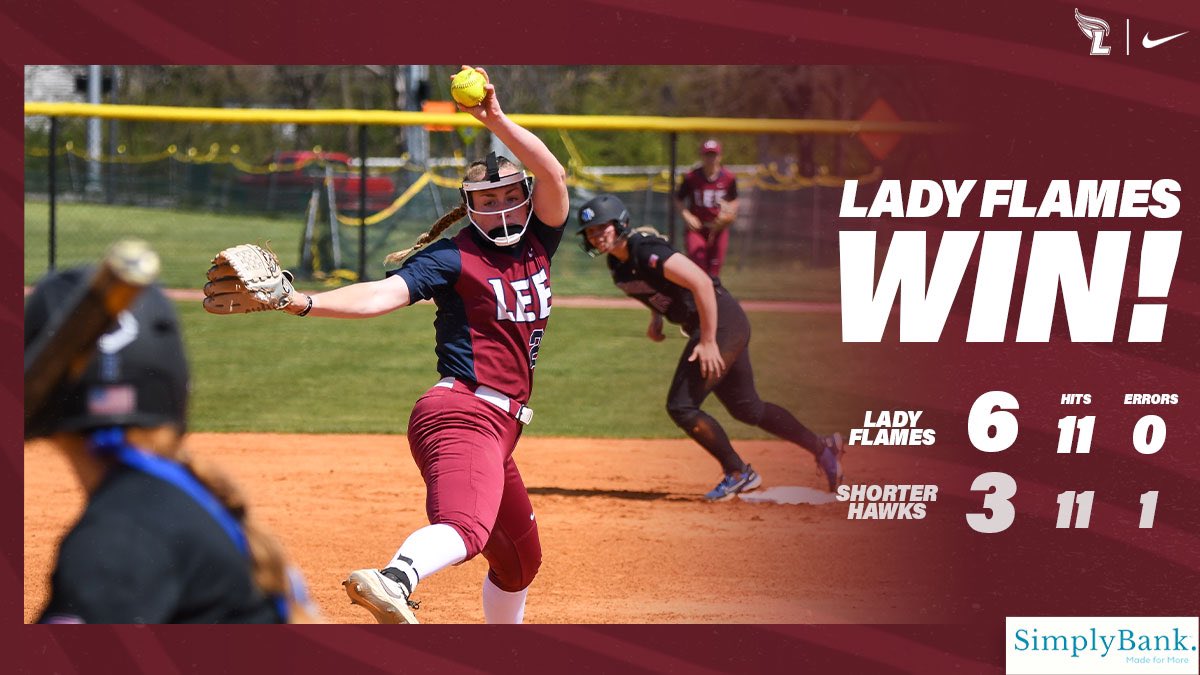 LeeUSoftball's tweet photo. LADY FLAMES WIN!!!
5 of our girls had multiple hits in this one as we #BeatShorter for the 2nd straight day. Going for the sweep here soon! #FiredUp https://t.co/8gm48Im4HZ