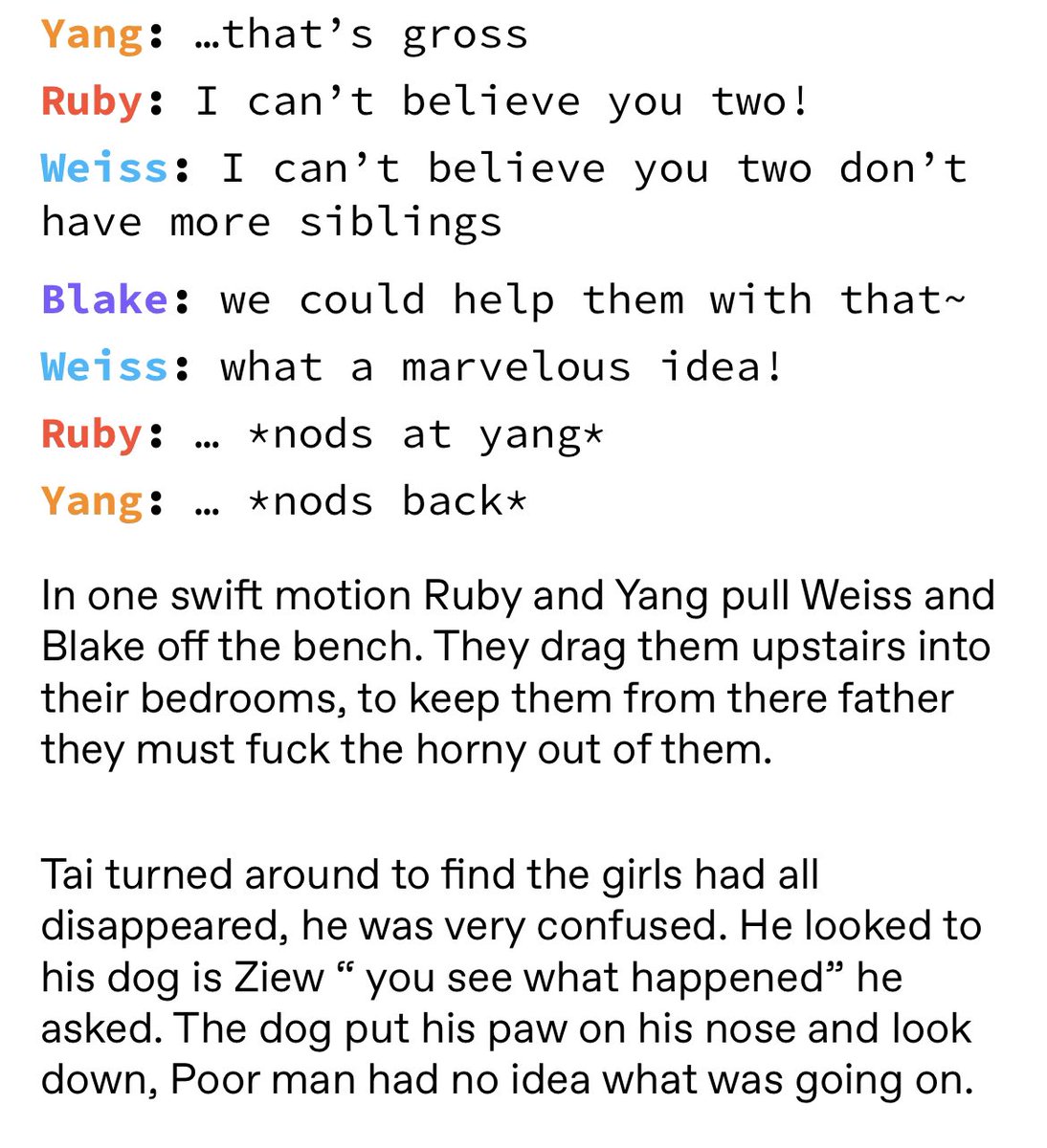6918_n's tweet photo. Tai Yang x Weiss x Blake was not something I was thinking it was gonna to today, but boy did this turn out good 😏
#RWBYnsfw #nsfw #rwby #weiss #blake #taiyang https://t.co/fQgkbacOTe