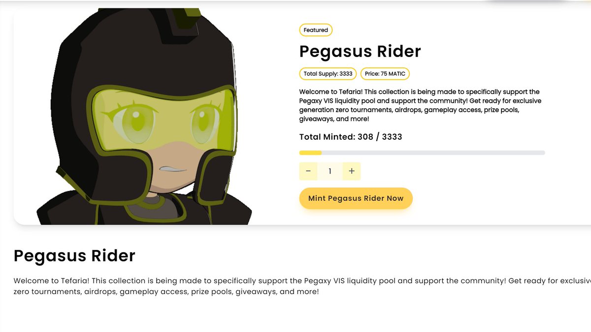JaxieWick's tweet photo. What is Tefarian Party striving to achieve and what can one expect? 

First I would like to announce the Pega Rider collection is up for mint!

https://t.co/8mYmXhnxWc

How to check what NFTs you got: Just click 'My Collections' on the left hand side of the website. https://t.co/3eWfB3bAIL