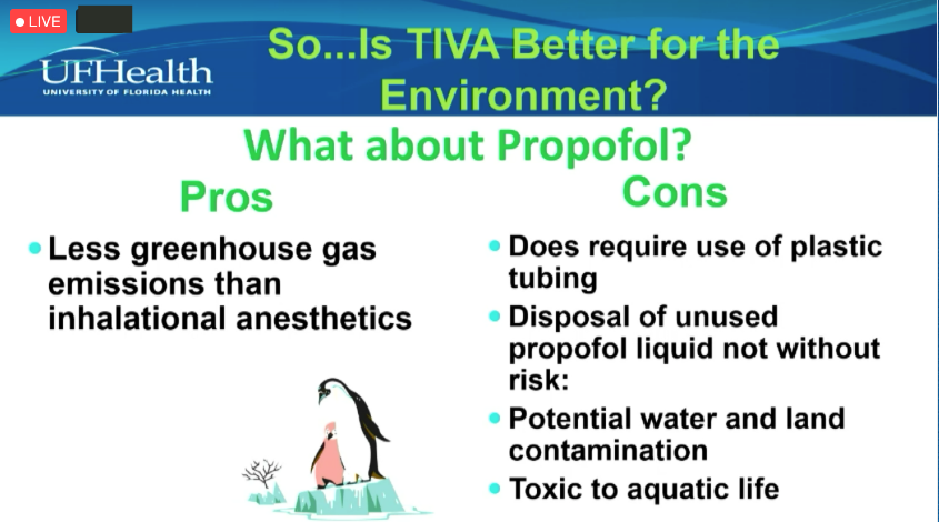 JinaSinskeyMD's tweet photo. Is TIVA better for the environment than inhaled anesthetics? Dr. Lauren Berkow #SPAFL2022 #PedsAnes #PedsCardsAnes #PedsICU #PedsPain https://t.co/w2L9yG1kx5