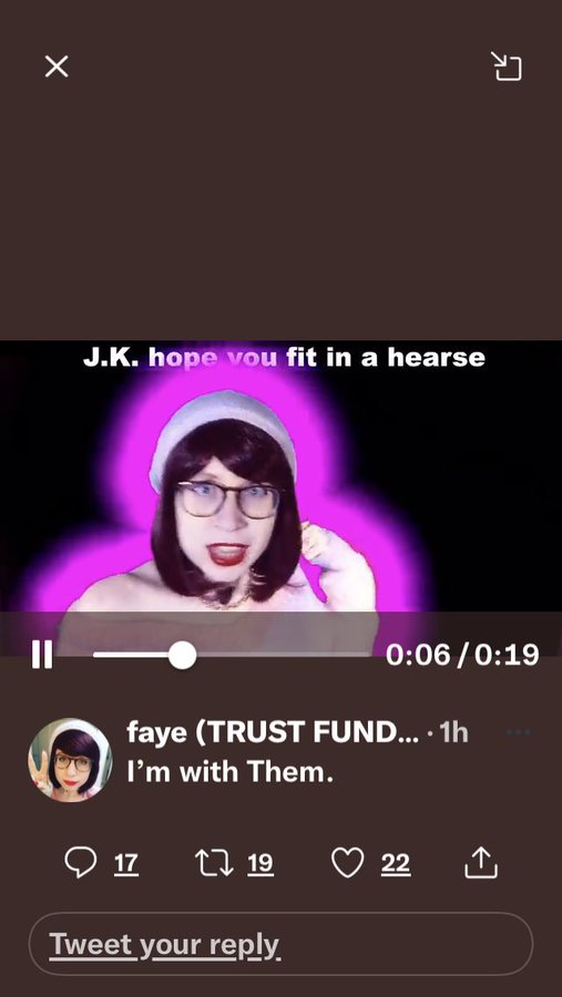 I'm afraid I can't give a shout out to everyone promising to murder me - there are so many of you, and I'm a busy woman - but this one deserves a mention for the nineties rave vibe, @TrustFundOzu.