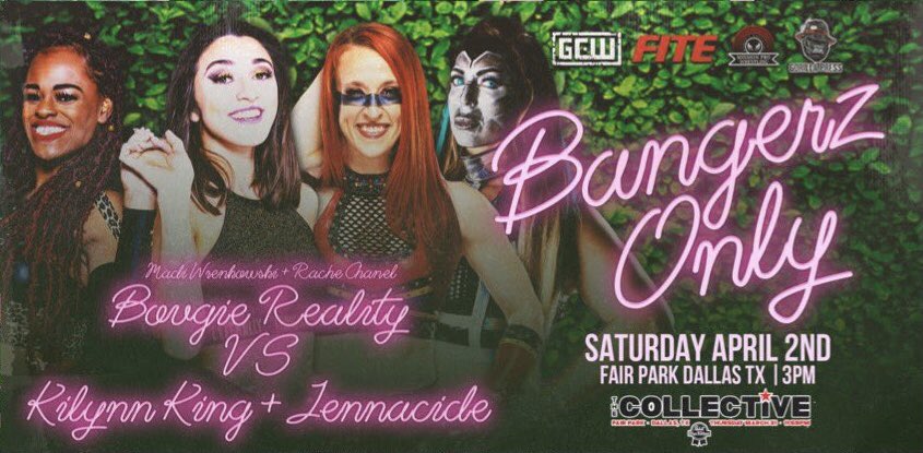 DeadAheadRA's tweet photo. Itโs time for some #BougieReality, #MissReality @Madi_Wrenkowski & #LaFashionista @RacheChanel, in the #BionicKingdom, #MotherFnKing @KiLynnKing & #BionicBeast @JENNACIDE000, at #MPWBangerzOnly #GCWCollective #MPWWatchParty https://t.co/mgjOHS5DHF