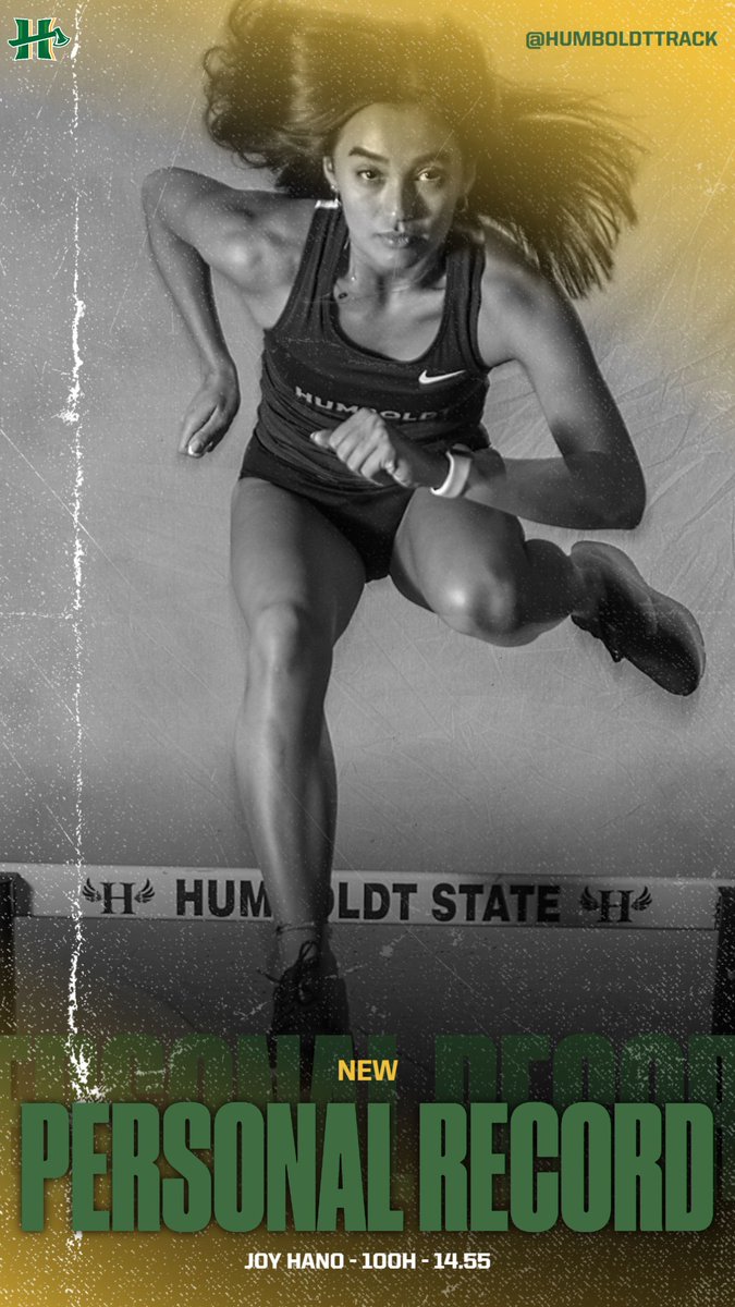 Do we know if Joy ate before her race today? She looked hungry as she ate up the competition! Giving herself a new PR of 14.55 in the 100H! #HumboldtTrack