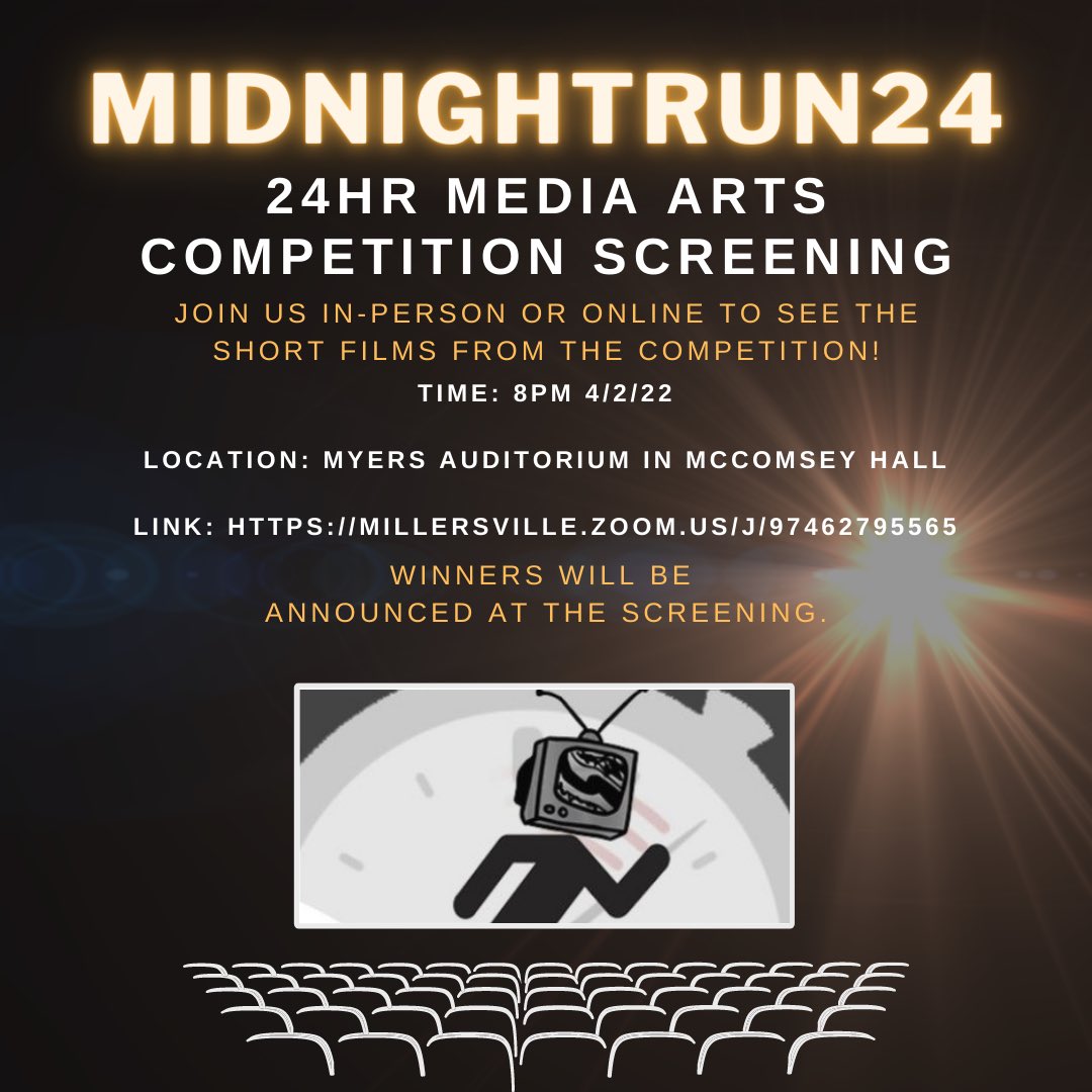 MUTV99's tweet photo. 24hrs are up and the student’s short films are in for the judging!!! 🤯🎥🎞

Join us tonight as they debut all of the group’s short films to the public and announce the winners! See you at 8pm! #midnightrunBTS @MU_MidnightRun 

Link: https://t.co/RDCpwQ2PPO https://t.co/38XRAJJ0w2