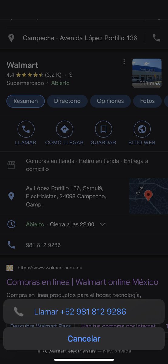 Alfonso_Bri's tweet photo. @WalmartMXyCAM Nadie atiende la sucursal campeche mexico? Llamadas desde ayer al número que aparece en la página https://t.co/yfxdMz2XnS