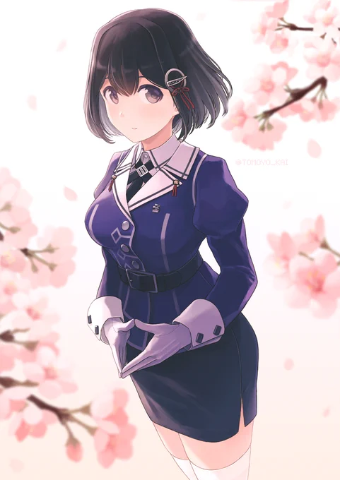 春を感じる羽黒のイラストです🌸 