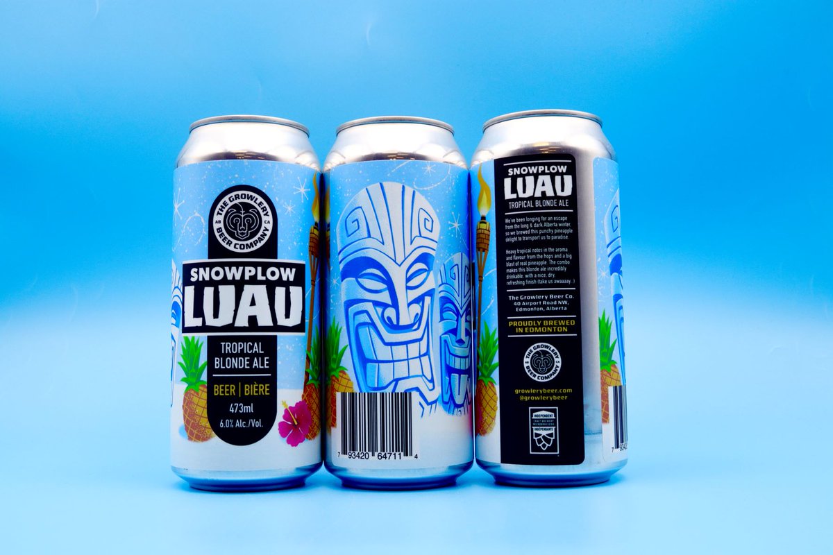 7degreeswine's tweet photo. Just arrived! From Edmonton, Snowplow Luau Tropical Blonde Ale. This blonde ale will do a  tropical dance on your palate. Citrus in the front, pineapple in the back. Hint of sweet, balanced by hops on the finish. Super crushable. 6% abv. @GrowleryBeer #yegbeer #drinklocal https://t.co/F8qLMY939f