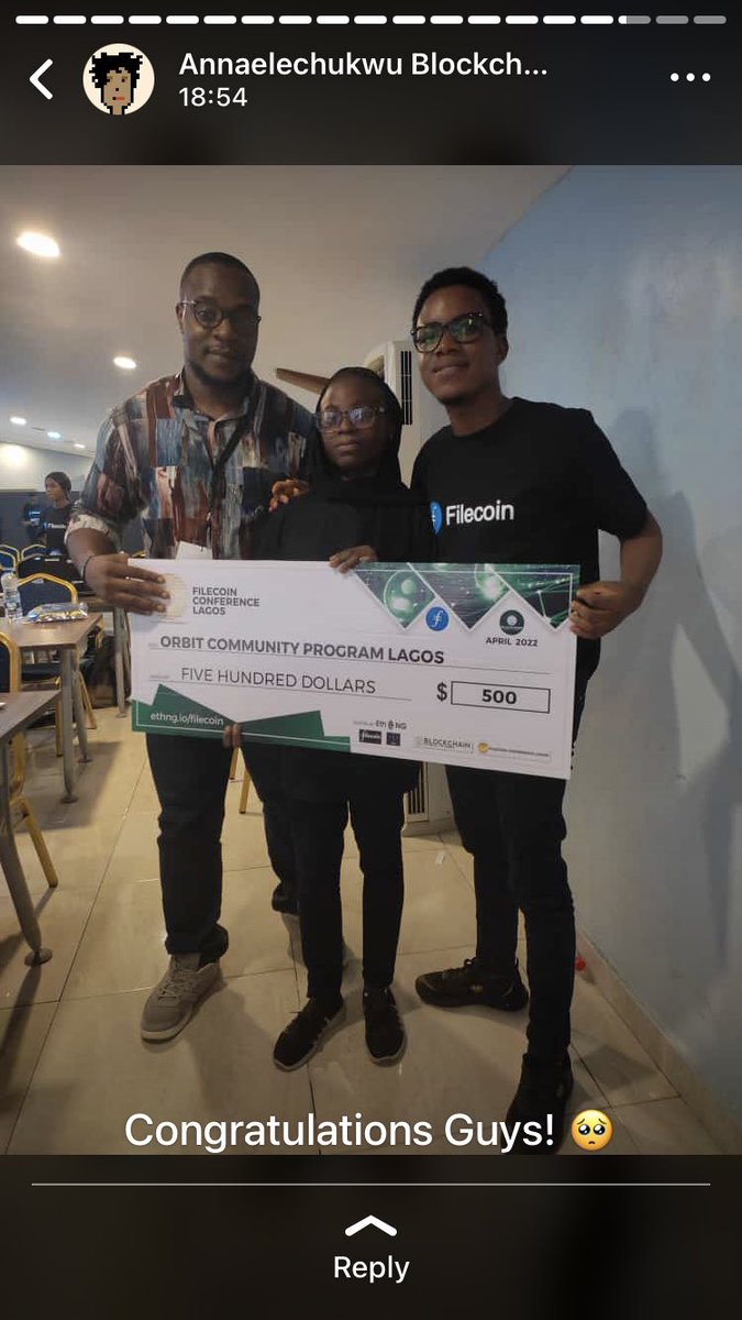 Codehouze's tweet photo. Congratulations to me and my team. And thank you @Filecoin @EthereumNigeria for creating the platform for us to learn more about decentralized storage. #TeamSynergy  #web3 #Filecoin #FilecoinConferenceLagos #blockchain #decentralizedstorage #lagosdev #techspace #blockchainunn https://t.co/tXSk1ulGCf