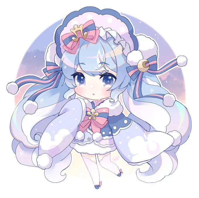 Isakyさん(@isaky_tm)デザインの雪ミク6番ちゃん!❄🌅✨ 