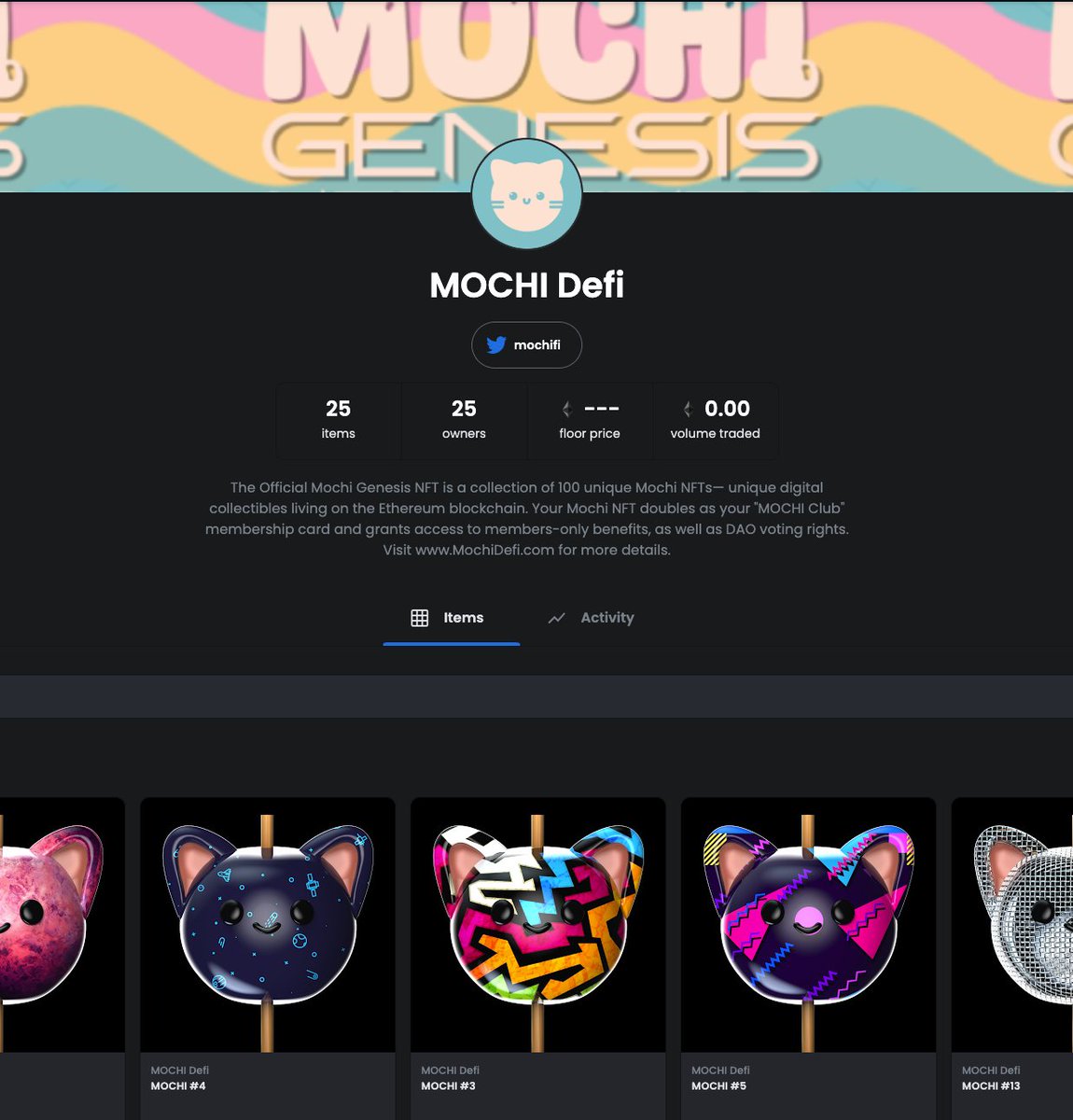 mochifi's tweet photo. It's FINALLY TIME!!! The Official MOCHI Genesis NFTs have officially launched!

Each NFT will act as your MOCHI|EDU Ticket, DAO voting ability, and more!

100 NFTS in total.
0.1 eth each.

Mint your own $MOCHI #NFT over at https://t.co/E7ekQHkTWJ
 
#nftlaunch  #NFTCommunity https://t.co/gVL54GOaql
