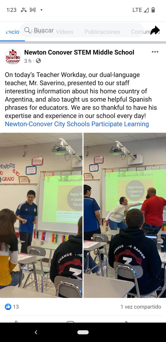 Cultural activity at Newton Conover Middle School. Thanks <a href="/ParticipateLrng/">Participate Learning</a>  for giving me the opportunity of sharing a little bit of the Argentinian culture with my colleagues from <a href="/NCCSschools/">Newton-Conover Sch.</a> . #unitedweteach #internationalteacher #ambassadorteacher #middleschoolteacher