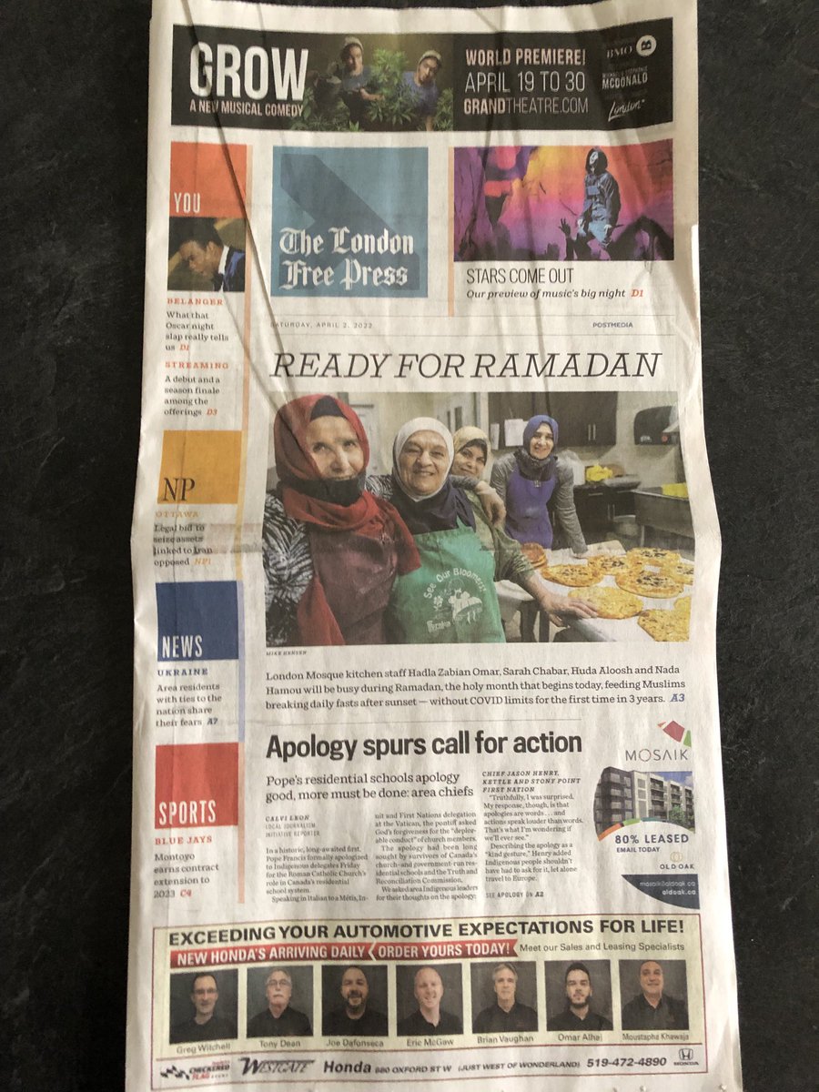 andrew_chater's tweet photo. My dad’s been laying out the ⁦@LFPress⁩ front page for the last 19 years, and today’s his last one. He’s been a reporter and editor at the paper for 42 years, and now he’s retired. #ldnont https://t.co/p5owLxqlOX