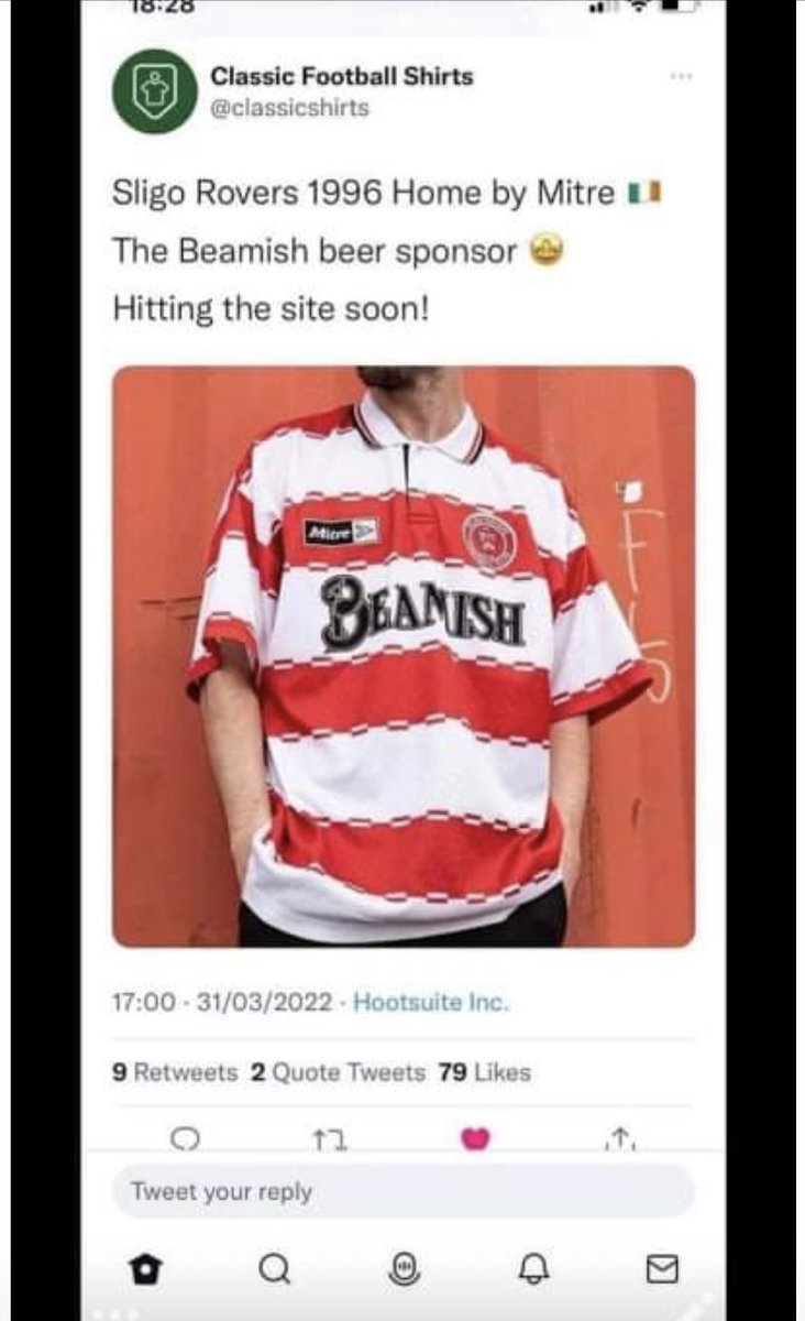 Over the last yr I’ve been working on re makes of <a href="/sligorovers/">Sligo Rovers</a> retro shirts, it’s been slow. Rogue co’s are looking to cash in. Please stay patient with me and I will deliver quality products for Rovers fans that will contribute to the club 👍