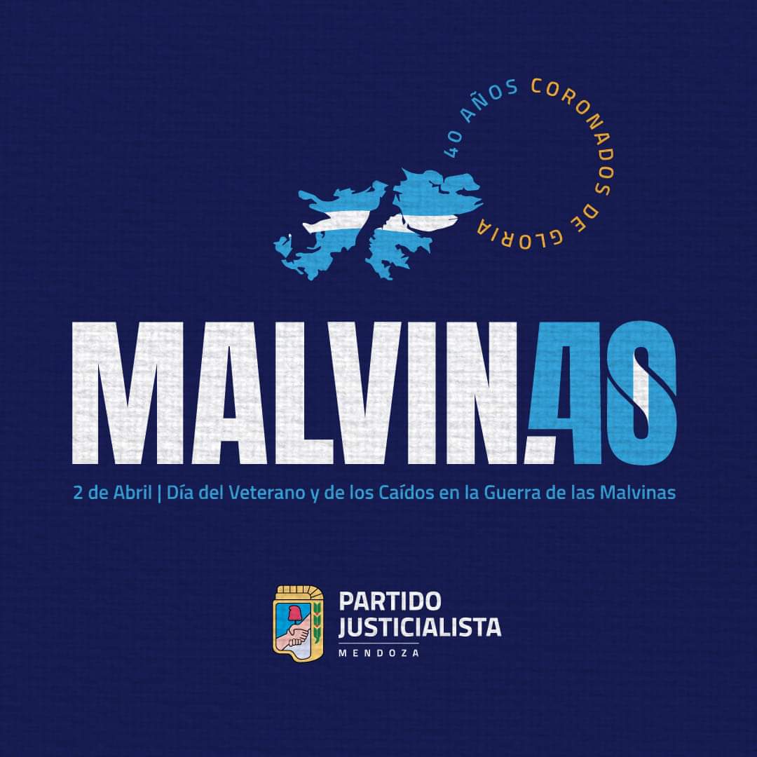 🗓 Día del Veterano y de los Caídos en la Guerra de las Malvinas

A 40 años del conflicto recordamos con afecto a los soldados que brindaron su vida por la patria 🇦🇷.

Reafirmamos nuestra soberanía sobre las islas Malvinas, Georgias del Sur y Sandwich del sur.

#MalvinasNosUne