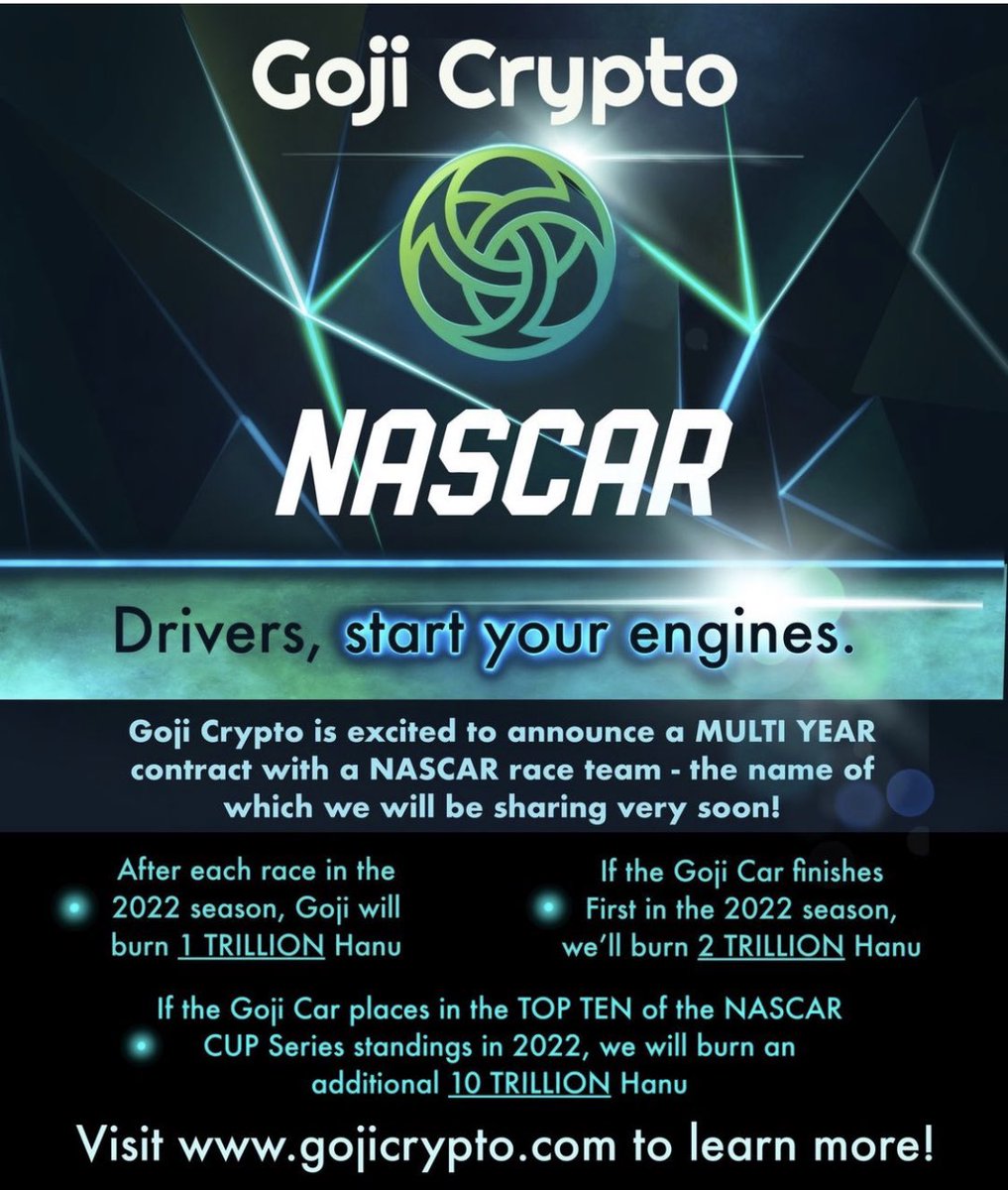 squirelybird's tweet photo. @goji_crypto #hanu #NASCAR https://t.co/6QFeXmE7A9 https://t.co/UGMfo1pPG3