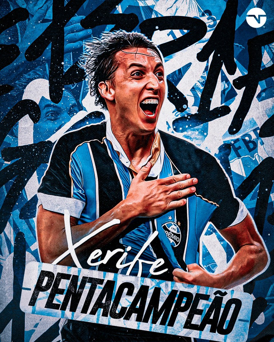 TNTSportsBR's tweet photo. SIMPLESMENTE GEROMITO! 🤩 O xerfião do Imortal é o único jogador que fez parte dos cinco títulos estaduais do Grêmio! O cara é muito ídolo! 🔵⚪⚫ https://t.co/e9hxb98TUC
