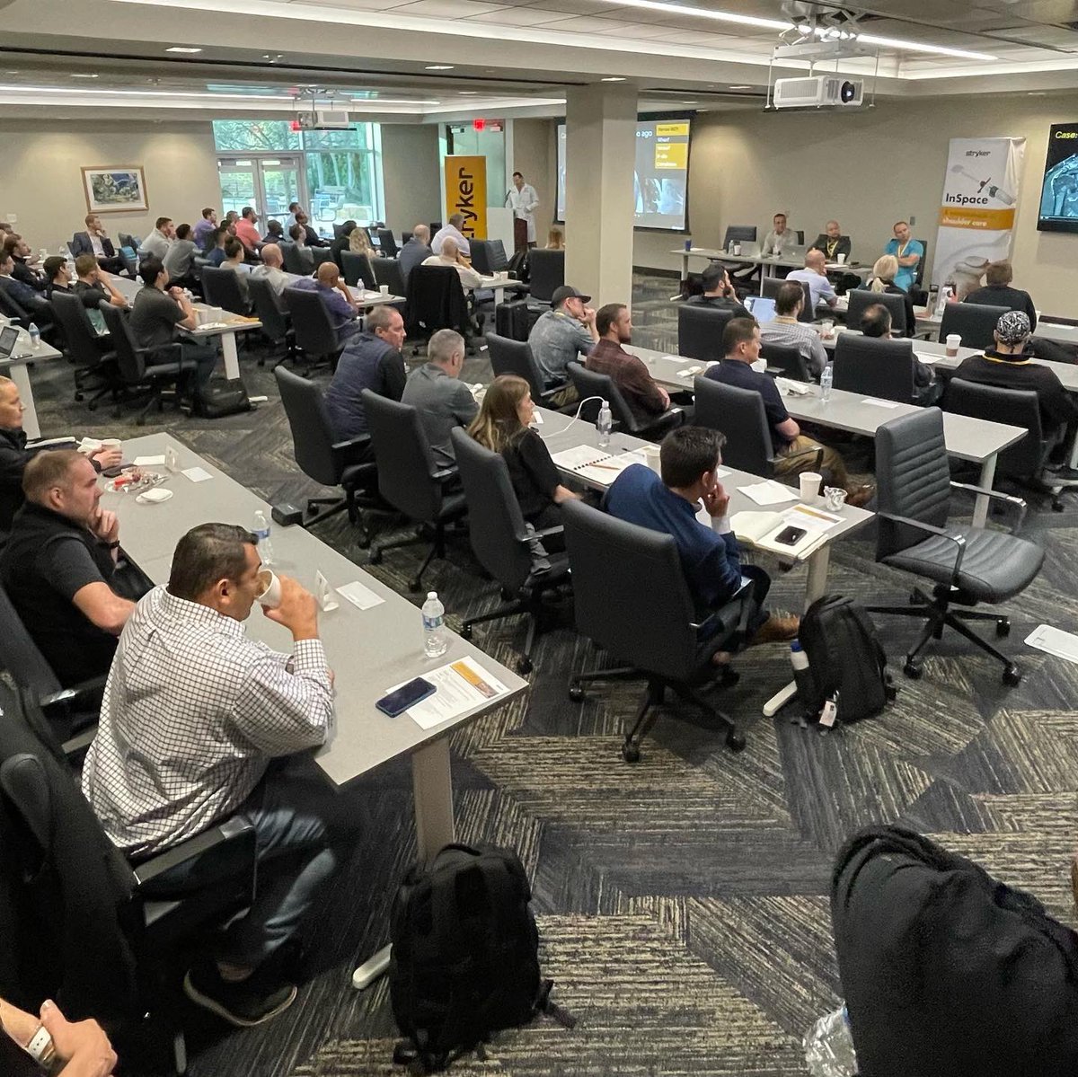 Today,@DrRobHartzler taught #orthopedicsurgeons from across the country during the “Continuum of Care in Shoulder” symposium/cadaveric lab hosted by @stryker Dr. Stephen Gates, @TonyMontanez78, Dr. Sergio Viroslav,attended the event to expand their knowledge on shoulder surgery.