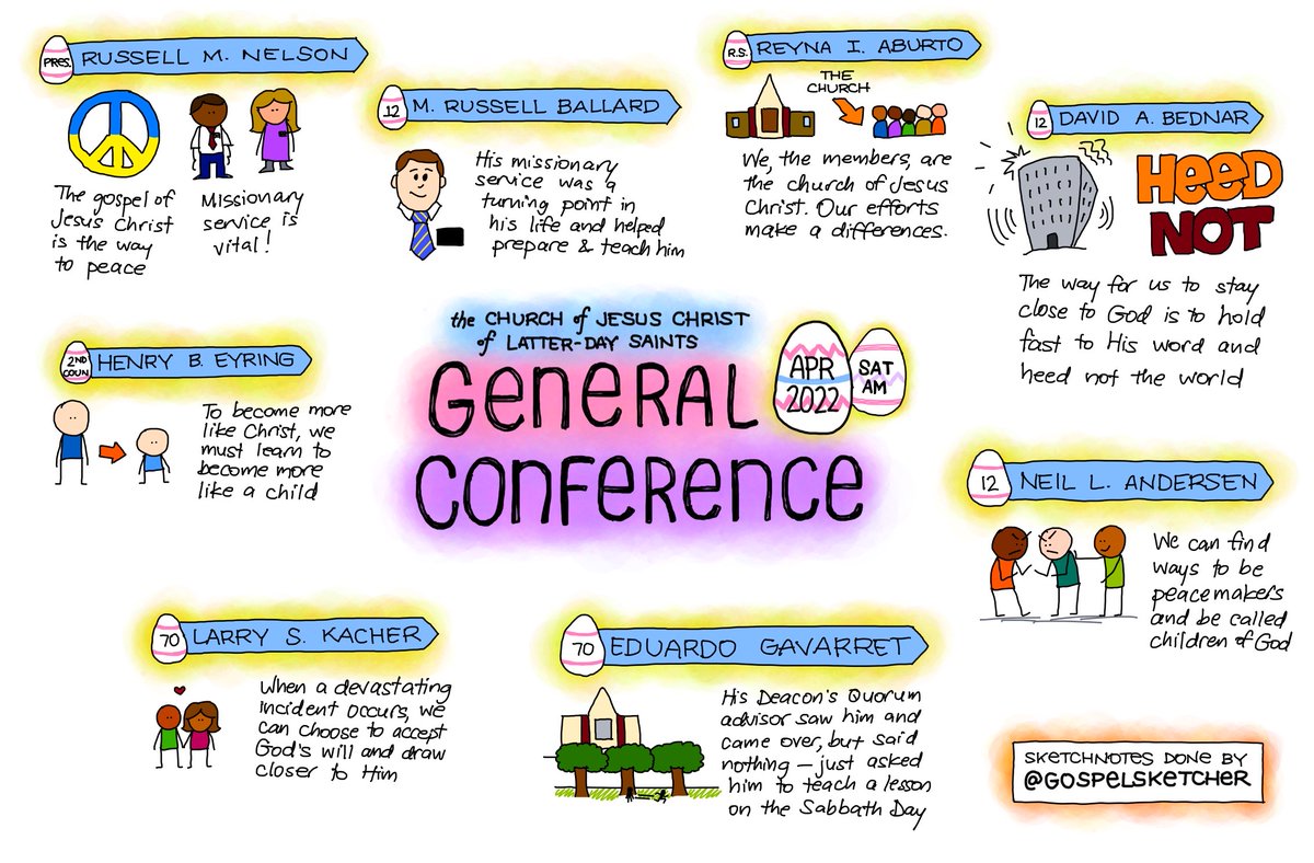 gospelsketcher's tweet photo. Synopsis #sketchnotes from the opening session of #GeneralConference. Peace can be found through our Savior. https://t.co/u2BuOmHE7x