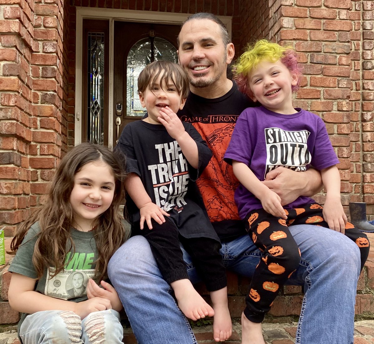 MATTHARDYBRAND's tweet photo. Wishing the best to all of the wrestlers & fans in Dallas, TX this weekend. Hope everyone has a great time, it’s 1 of the best weekends for both fans & talent. See y’all soon!❤️
After going almost a month straight, I needed a weekend off to my wife & kids. #BloodOverEverything https://t.co/8GIx0bWiqR