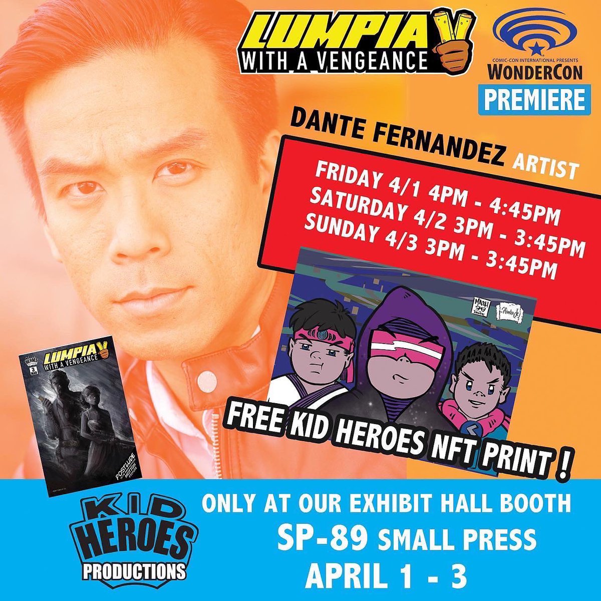 kidheroes's tweet photo. Enter our version of the #NFT metaverse with this FREE print by DANTE FERNANDEZ @mashface38 now signing at our Kid Heroes /LUMPIA booth SP-89 Small Press between Aisles 200 and 300 inside the exhibit hall
#Wondercon #WonderConExclusive #WonderConExclusives https://t.co/0cVgD8Tf6x