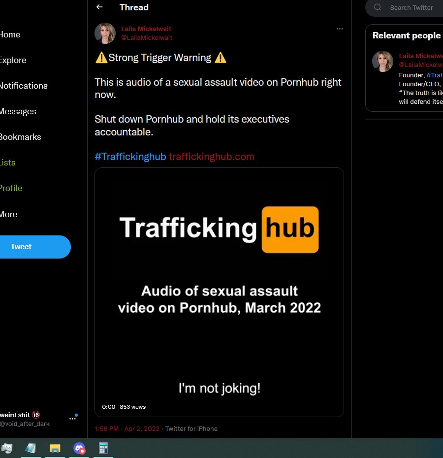 voidcrittermon's tweet photo. Hi guys, posting from my main account to state that @/LailaMickelwait, who posted CSAM to her main acct last year without consequences, is once again posting r*pe material of people without their consent. https://t.co/b5Neu9OLIo